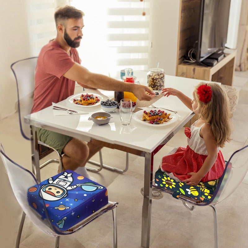 Funcority Toddler Booster Seat for Dining Table, Portable Booster Seat for Kitchen Chair, 4 Inch High-Density Foam Cushion with Adjustable Safety Straps and Non-Slip Bottom, Perfect for Kids Travel and Daily - Image 2